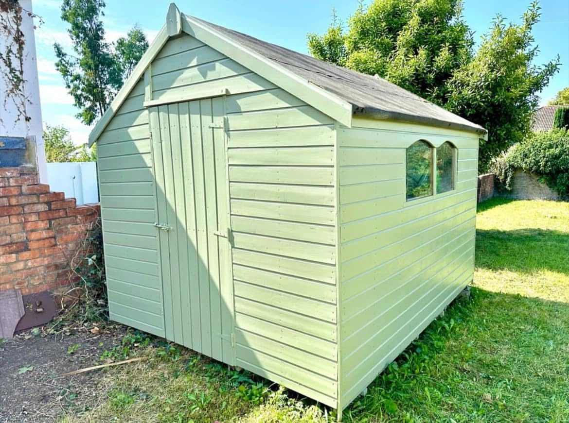 Shed painted in outdoor garden
